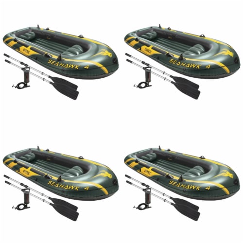 Intex Seahawk 4 Inflatable 4 Person Floating Boat Raft Set w/ Oars