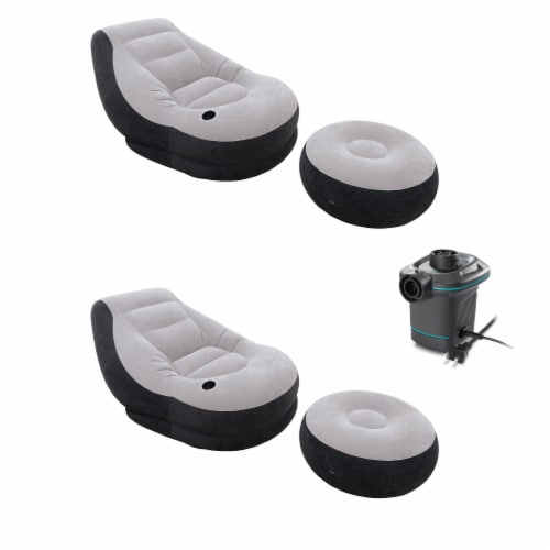 Intex Lounge Chair w Cup Holder Ottoman Set 2 Pack 120V Air