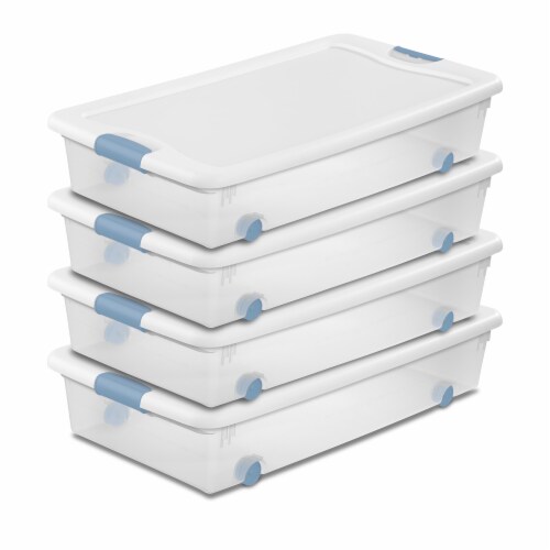 Wide Long Tall Stacking Plastic Bin w/ Wheels Clear  Stackable plastic  storage bins, Stackable storage bins, Plastic storage bins