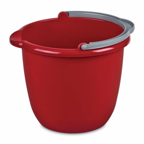 Sterilite Large 10-Qt Easy Pour Spout Pail w/ Comfy Grip Handle, Red (12 Pack) Perspective: front