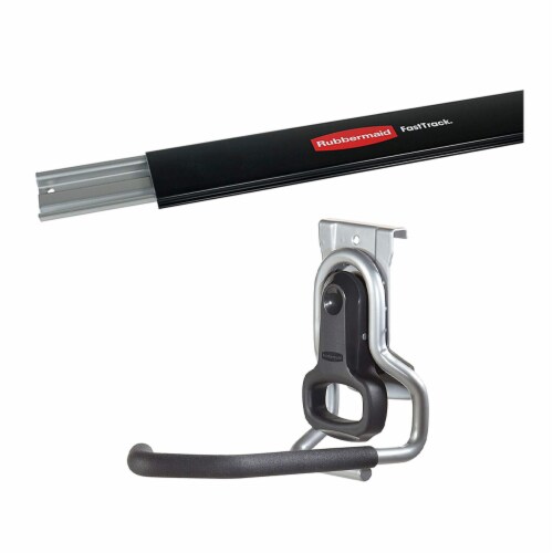 Rubbermaid FastTrack Steel Horizontal Wall Rail Vertical Hanging Wall Hook 2 Piece Pick n Save