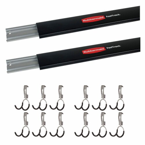 Rubbermaid 48 Inch Wall Storage Rail (2 Pack) & Hanging Garage Hook (12  Pack), 1 Piece - Baker's