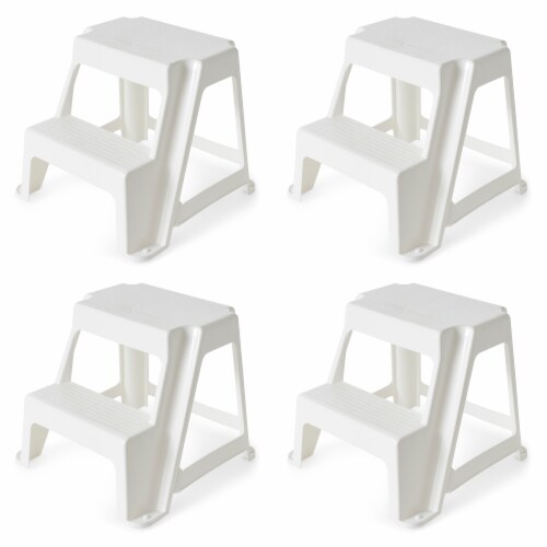 Gracious Living 16 Inch Plastic Two Step Home Kitchen Stool White 4 Pack 4 Piece Mariano s