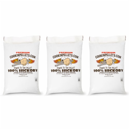 CookinPellets Premium Hickory Grill Smoker Wood Pellets, 40 Lb Bag (3 Pack) Perspective: front