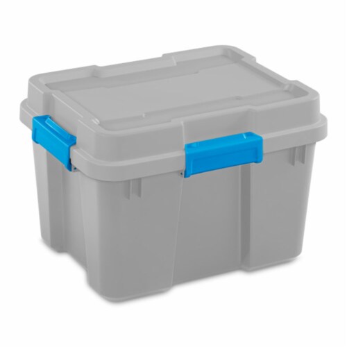 Sterilite 20 Gallon Plastic Storage Container Box Cement Gray/Blue (8  Pack), 1 Piece - Fry's Food Stores