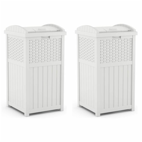 Outdoor Trash Can Rattan Garbage Can Trash Bin with Removable Lid