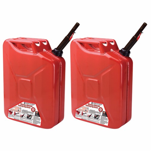 Midwest Can Company 5Gallon Metal Gas Can with Quick Flow Spout, Red