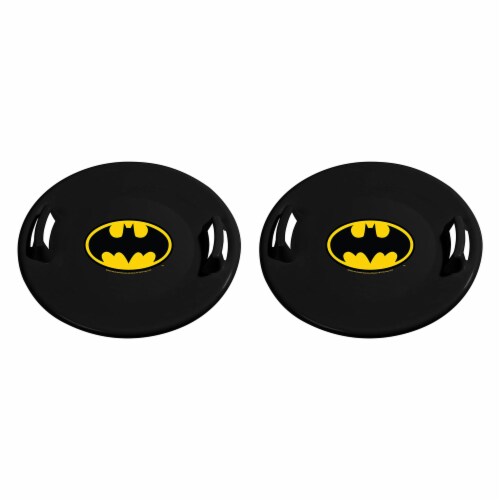Slippery Racer Downhill Pro Round Batman Plastic Saucer Disc Snow Sled (2 Pack) Perspective: front