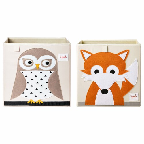 3 Sprouts Kids Playroom Foldable Fabric Storage Cube Bin Box Fox