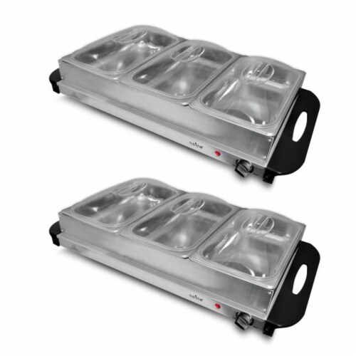 NutriChef 3 Pot Electric Hot Plate Buffet Warmer Chafing Serving Dish (2  Pack), 1 Piece - Kroger