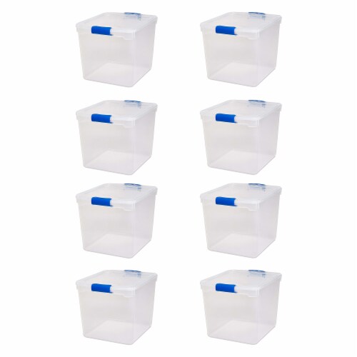 Homz 31 Quart Heavy Duty Modular Stackable Storage Containers, Clear, 8 Pack Perspective: front