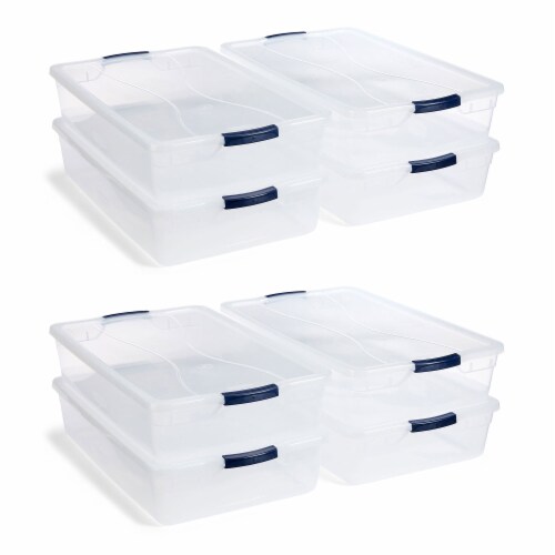 Rubbermaid Cleverstore 41 Quart Plastic Tote Container Bin With Latching  Lid And Handles For Reusable, Stackable Home Office Storage, Clear (4 Pack)  : Target