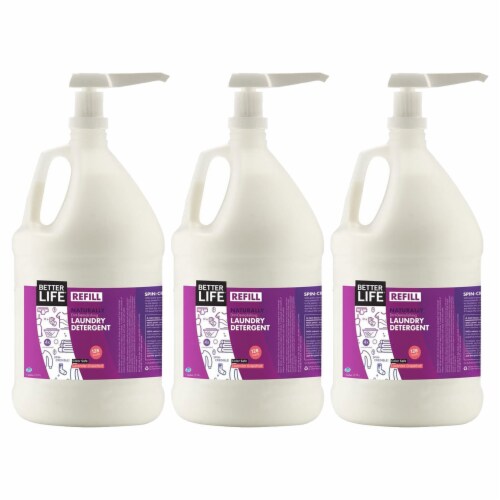 Better Life Laundry Detergent with Pump, 1 Gallon, Lavender Grapefruit (3 Pack) Perspective: front