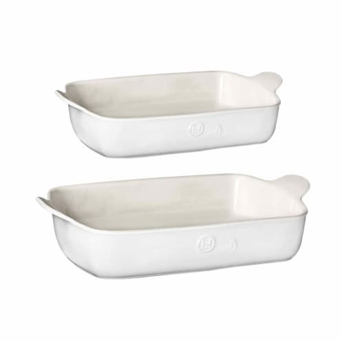 Emile Henry Modern Classics Ceramic 4.8 Quart and 3.2 Quart Baking Dish, Sugar Perspective: front