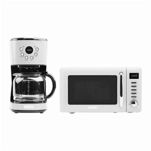 Haden Heritage 12 Cup Programmable Coffee Maker with Countertop Microwave, Ivory Perspective: front