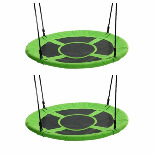 Swinging Monkey Giant 40  Web Outdoor Family Play Saucer Swing, Green (2 Pack) Perspective: front