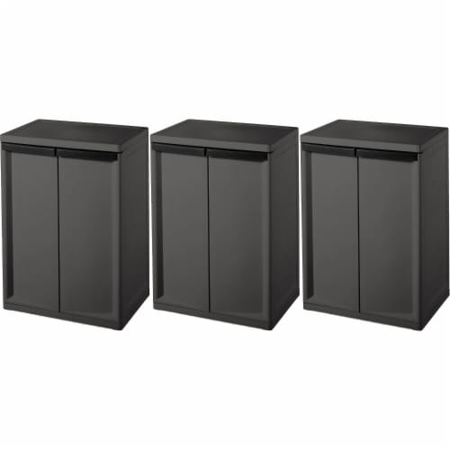 Sterilite 2 Shelf Laundry Garage Utility Storage Cabinet Flat Gray 3 Pack 1 Piece Foods Co