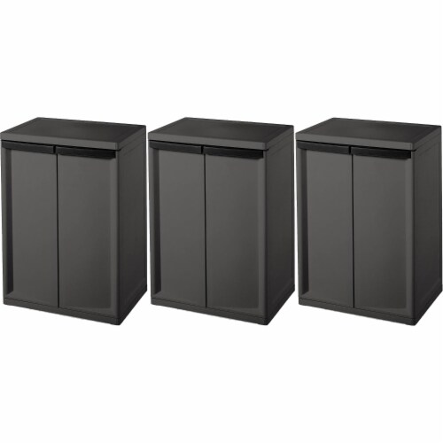 Sterilite 2 Shelf Laundry Garage Utility Storage Cabinet Flat Gray 3 Pack 3 Piece Harris Teeter