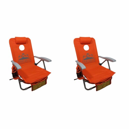 Kamp-Rite SAC-IT-UP Folding Cornhole Backpack Lawn Chair, Orange