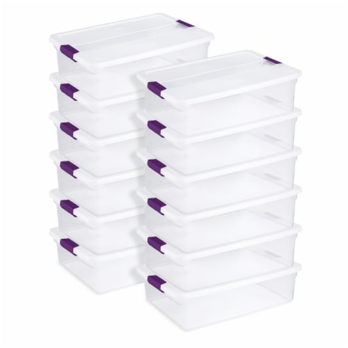 6 Pack Stackable Storage Box Tote Bins w/ Latch Lid Containers 32