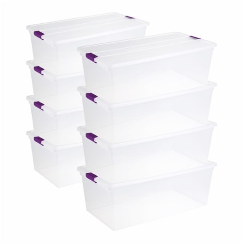 Sterilite Deep Plastic Stackable Storage Bin w/ Clear Latch Lid