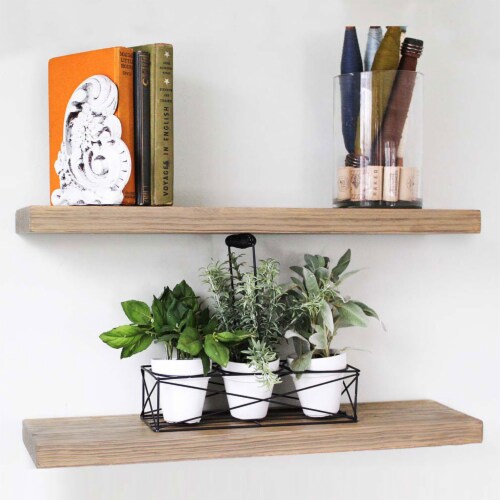 Willow & Grace Amanda 24 In Floating Wall Mount Shelves, Rustic Grey (6 Pack) Perspective: front