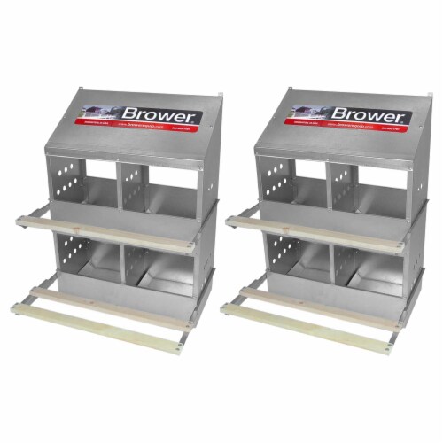 Brower 404B Galvanized Steel 4 Hole 20 Bird Nest Chicken Brooding Box (2 Pack) Perspective: front