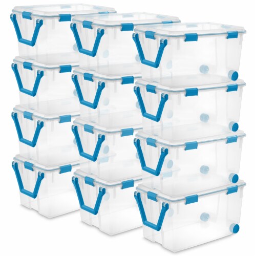 Sterilite 16 qt Clear Plastic Stacking Storage Containers w/ Gray Lid (12 Pack)