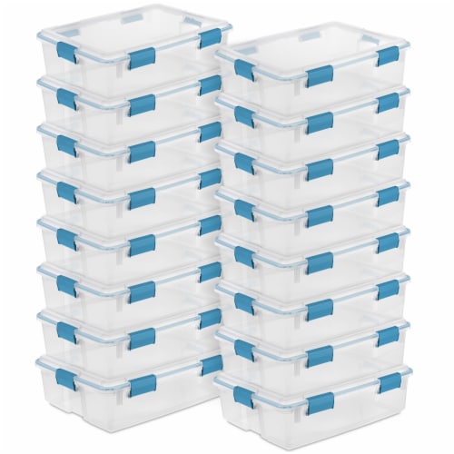 Homz Plastic Set of 10 Storage Tote with White Lid, Clear, 6 Quart