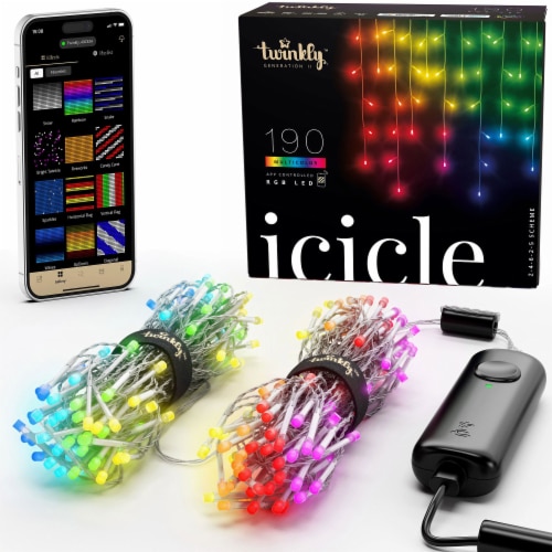 Twinkly Icicle App-Controlled Smart LED Christmas Lights 190 Multicolor (4 Pack) Perspective: front