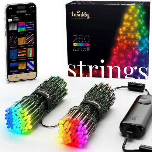 Twinkly Strings App-Controlled Smart LED Christmas Lights 250 Multicolor (2Pack) Perspective: front