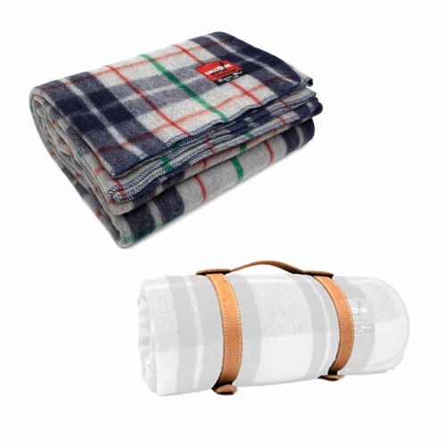Swiss Link Military Surplus Classic Wool Plaid Throw Blanket and
