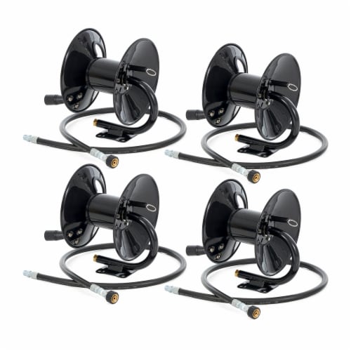 Apache Steel Pressure Washer Reel for 50 Foot Hose with Pump, Black (4 Pack) Perspective: front