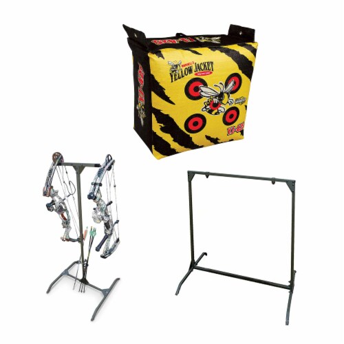 Morrell Yellow Jacket Outdoor Target with HME Products Target Stand & Bow Holder Perspective: front