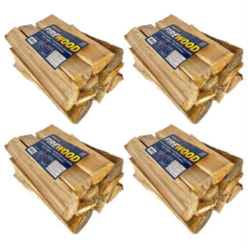 TimberTote Natural Hardwood Mix Firewood Bundle for Fireplace & Firepit (4 Pack) Perspective: front