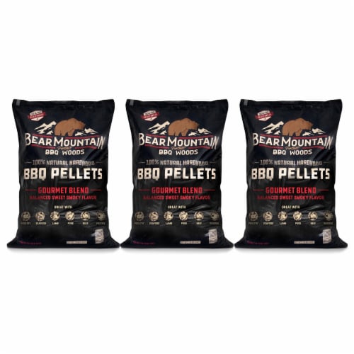 Bear Mountain BBQ Natural Hardwood Gourmet Blend Smoker Pellets, 20 lbs (3 Pack) Perspective: front