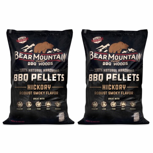 Bear Mountain BBQ All-Natural Hardwood Hickory Smoker Pellets, 20 Lb (2 Pack) Perspective: front
