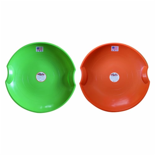 Paricon Flexible Flyer Flying Saucer Snow Sled Combo Pack, 26 Inch, Green/Orange Perspective: front