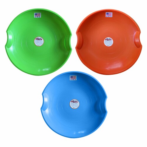 Paricon Flexible Flyer Flying Saucer Sled Combo Pack, 26 Inch, Green/Orange/Blue Perspective: front
