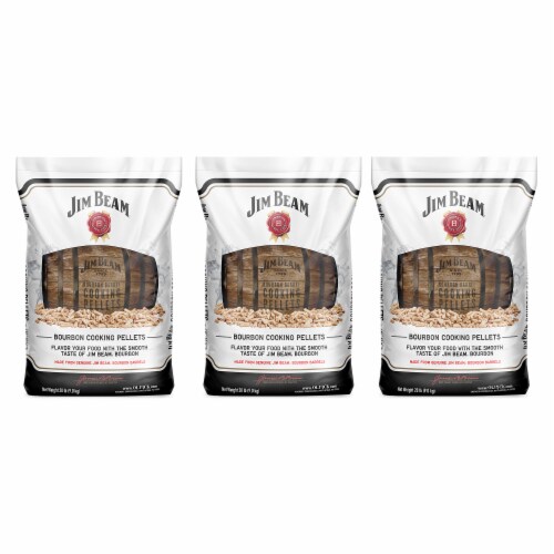 Ol' Hick Cooking Pellets Jim Beam Bourbon Barrel BBQ Grilling Pellets (3 Pack) Perspective: front