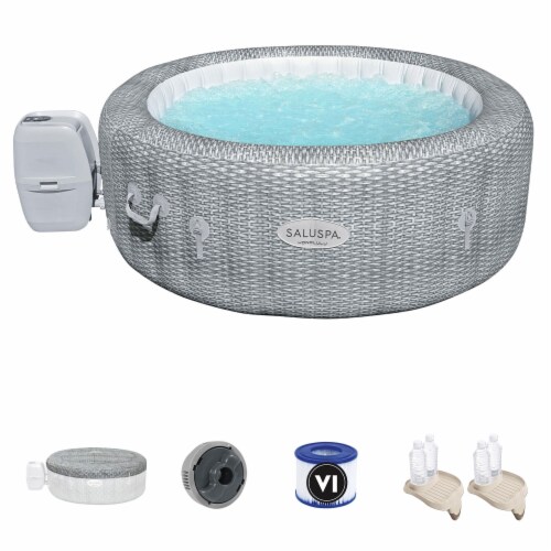 Bestway SaluSpa AirJet Honolulu Hot Tub with 2 PureSpa Cup Holder Drink Trays Perspective: front