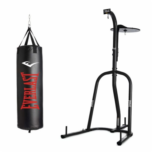 Everlast Dual Station Bag Stand and NevaTear 70 Pound Hanging Heavy ...