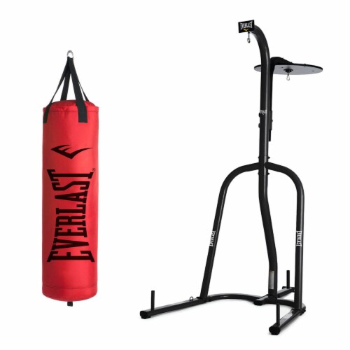 Everlast Dual Station Bag Stand and NevaTear 80 Pound Hanging Punching Bag Red 2 Piece City Market