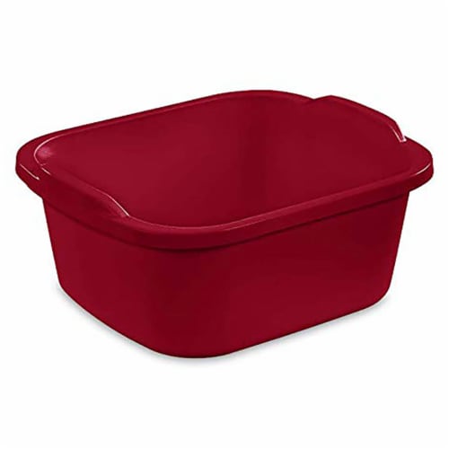 Sterilite Large Multi Function Home 12 Qt Sink Dish Washing Pan, Red (24 Pack) Perspective: front