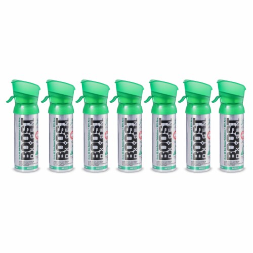 Boost Oxygen 3L Pocket Sized Canned Oxygen Bottle w/Mouthpiece, Natural (7 Pack) Perspective: front