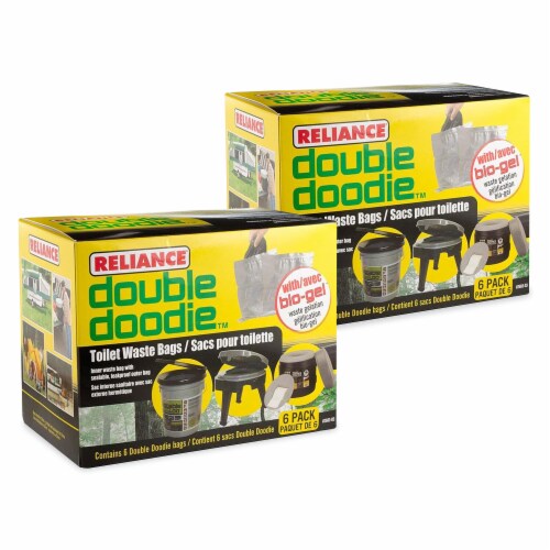 Reliance Products Double Doodie Portable Toilet Waste Bags w/Bio Gel (12 Pack) Perspective: front