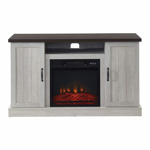 Edyo Living Rustic Farmhouse Electric Fireplace TV Stand w/ Remote Control, Grey Perspective: front