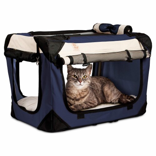 Portable Folding Dog Soft Crate Cat Carrier with 4 Lockable Wheels