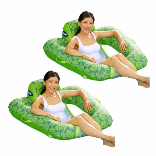 Aqua Leisure Zero Gravity Inflatable Swimming Pool Lounge Chair Float, Green, 2 Perspective: front