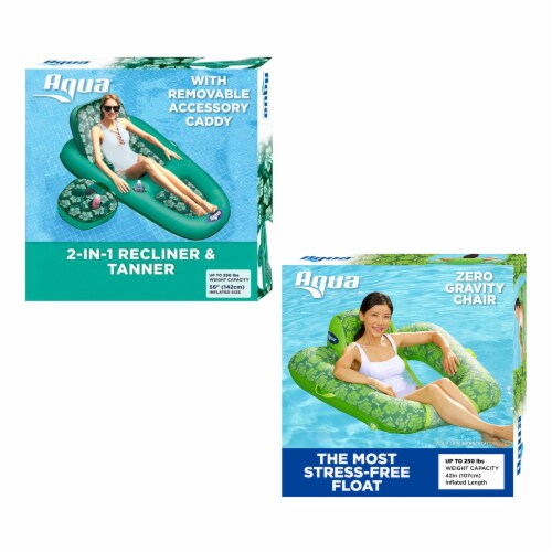 Aqua Leisure Campania Inflatable 2in1 Lounger, Floral & Zero Gravity Pool Float Perspective: front